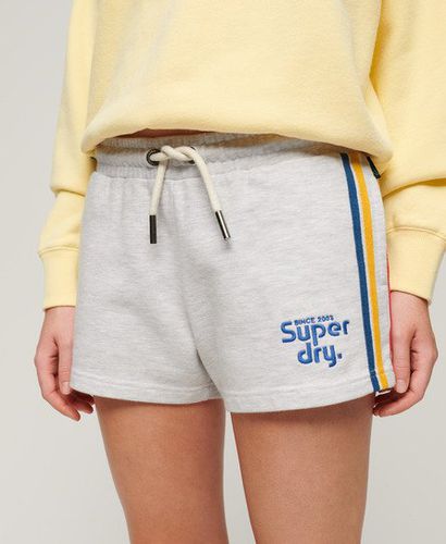 Women's Rainbow Side Stripe Logo Shorts Light Grey / Ice Grey Marl - Size: 12 - Superdry - Modalova