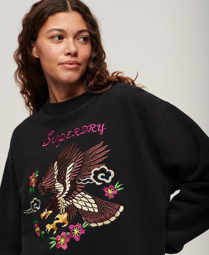 Women's Suika Embroidered Loose Sweatshirt / Jet - Size: 12 - Superdry - Modalova