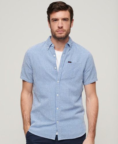Men's Seersucker Short Sleeve Shirt / Royal Gingham - Size: L - Superdry - Modalova