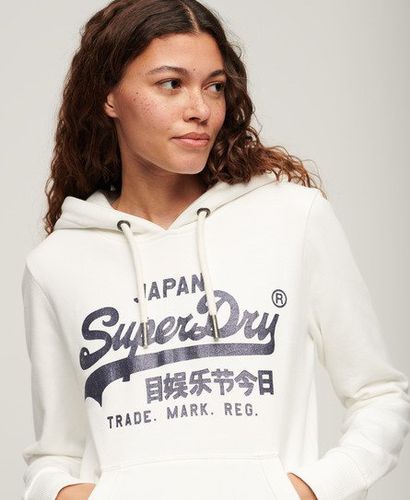 Women's Metallic Vintage Logo Graphic Hoodie Cream / Ecru - Size: 12 - Superdry - Modalova