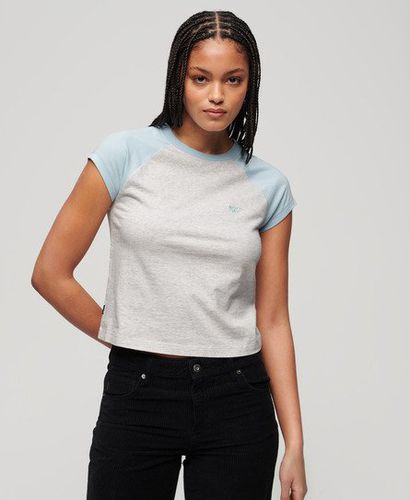 Women's Organic Cotton Essential Logo Raglan T-Shirt / Winter Sky Blue/ Glacier Grey Marl - Size: 10 - Superdry - Modalova