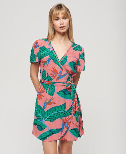 Ladies Printed Mini Wrap Dress, Pink and Green, Size: 16 - Superdry - Modalova