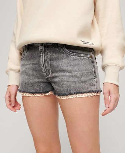 Women's Denim Hot Shorts Grey / Desert Vintage Silver - Size: 27 - Superdry - Modalova
