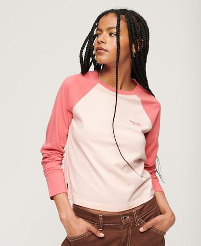 Ladies Essential Logo Long Sleeve Baseball Top, Pink, Size: 10 - Superdry - Modalova