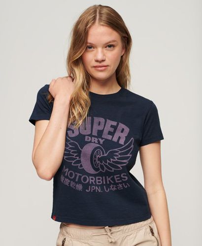Women's Archive Script Graphic T-Shirt Navy / Eclipse Navy Slub - Size: 8 - Superdry - Modalova