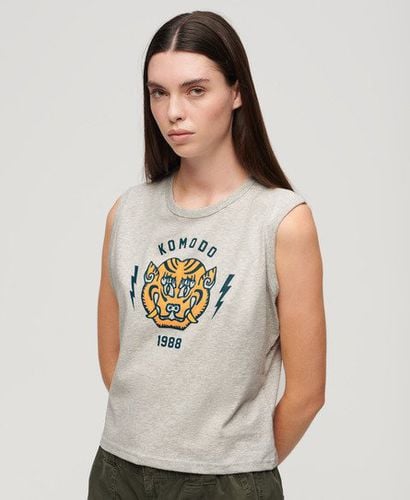 Women's x Komodo Tiger Slim Vest Top Light Grey / Glacier Grey Marl - Size: 12 - Superdry - Modalova