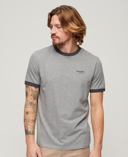 Men's Essential Logo Ringer T-Shirt Grey / Grey Marl/Rich Charcoal Marl - Size: L - Superdry - Modalova