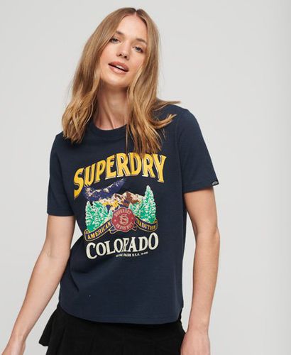 Women's Travel Souvenir Graphic T-Shirt Navy Blue / Navy Marl - Size: 10 - Superdry - Modalova