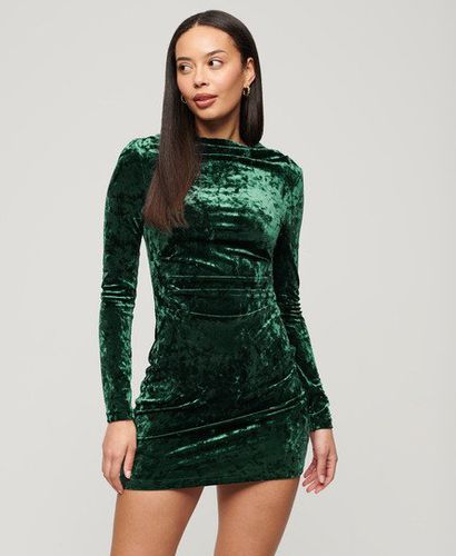 Women's Velvet Long Sleeve Mini Dress Green / Deepest Green - Size: 10 - Superdry - Modalova