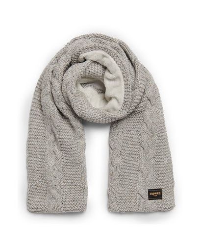 Women's Cable Knit Scarf Light Grey / Ice Grey Fleck - Size: 1SIZE - Superdry - Modalova