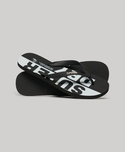 Men's Logo Vegan Flip Flops / Optic/black - Size: 8-9 - Superdry - Modalova