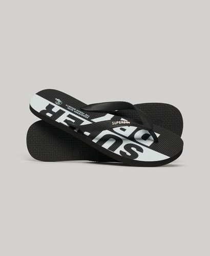 Mens Lightweight Logo Vegan Flip Flops, Black and White, Size: 10-11 - Superdry - Modalova