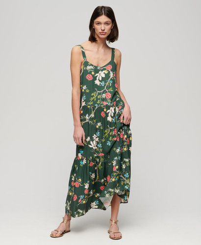 Women's Woven Tiered Maxi Dress Green / Blossom Birds Green - Size: 10 - Superdry - Modalova