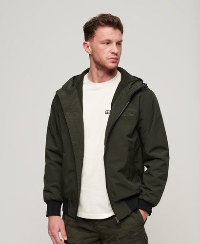 Mens Classic Embroidered Logo Surplus Nylon Hooded Bomber Jacket, Green, Size: S - Superdry - Modalova