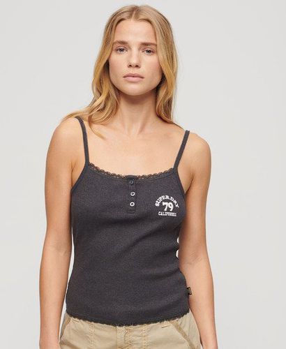 Women's Athletic Essentials Button Down Cami Top / Charcoal Marl - Size: 10-12 - Superdry - Modalova