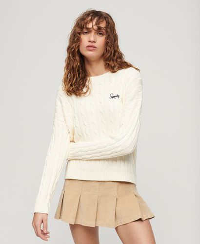 Women's Vintage Dropped Shoulder Cable Knit Jumper White / Off White - Size: 14 - Superdry - Modalova