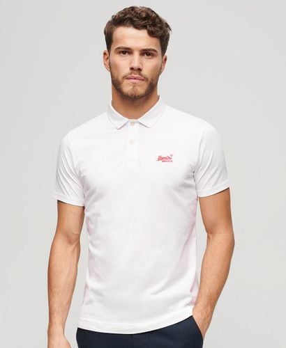 Men's Embroidered Essential Logo Neon Jersey Polo Shirt, White, Size: L - Superdry - Modalova