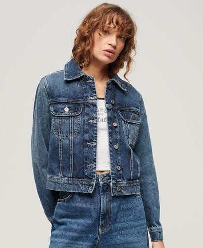 Women's Slim Denim Trucker Jacket Blue / Beverley Blue - Size: 12 - Superdry - Modalova