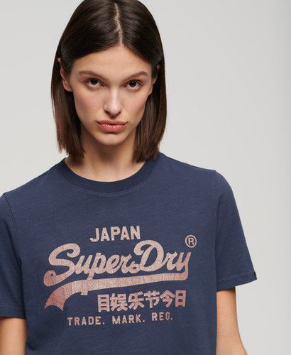 Damen Relaxtes T-Shirt mit Logo in Metallic-Optik - Größe: 36 - Superdry - Modalova