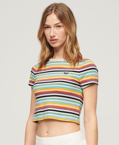 Women's Vintage Stripe Crop T-Shirt / Pigment Stripe - Size: 10 - Superdry - Modalova
