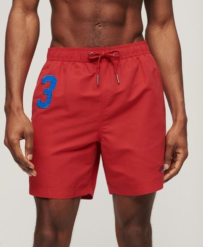 Men's Recycled Polo 17-inch Swim Shorts Red / Rouge Red - Size: L - Superdry - Modalova