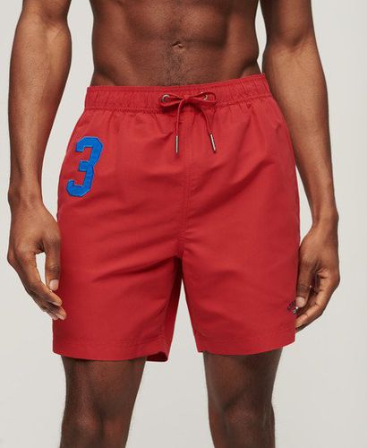 Men's Recycled Polo 17-inch Swim Shorts Red / Rouge Red - Size: M - Superdry - Modalova