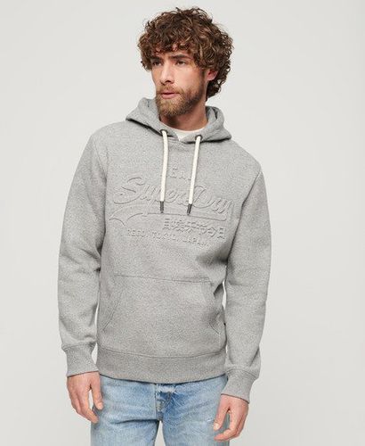 Men's Embossed Vintage Logo Hoodie Grey / Light Grey True Grit - Size: S - Superdry - Modalova