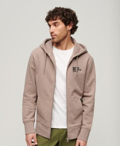 Men's Luxury Sport Loose Zip Hoodie Beige / Deep Beige Slub - Size: Xxl - Superdry - Modalova