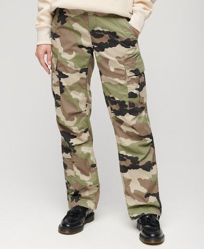Women's Low Rise Straight Cargo Pants Khaki / Jacket Camo - Size: 26 - Superdry - Modalova