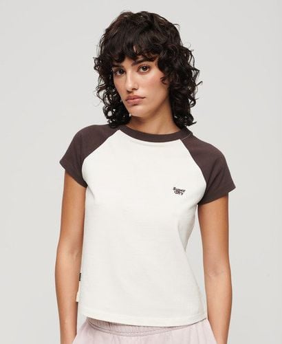 Women's Organic Cotton Essential Logo Raglan T-Shirt Brown/White / Dark Brown/Off White - Size: 8 - Superdry - Modalova