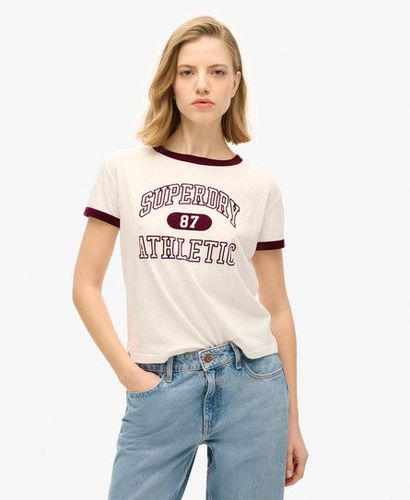 Women's Athletic Essentials Ringer Fitted Crew Neck T-Shirt, Cream, Size: 8 - Superdry - Modalova