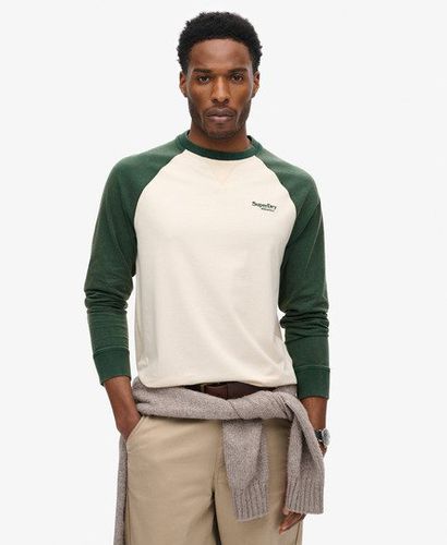 Men's Essential Logo Baseball Long Sleeve Top Green / Oatmeal/Enamel Green - Size: XL - Superdry - Modalova