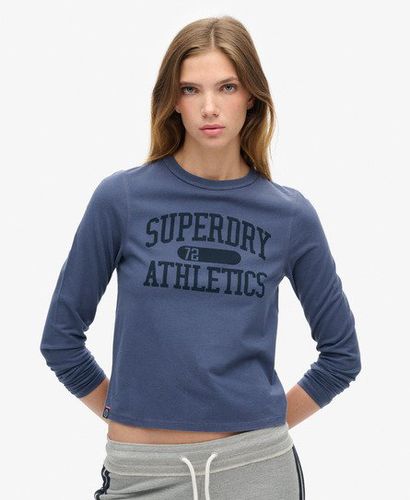 Women's Athletic Essentials Ringer Slim Crew Neck Long Sleeved Top, Navy Blue, Size: 8 - Superdry - Modalova