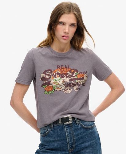 Women's Tokyo Vintage Logo Graphic Relaxed T-shirt Grey / Rock Dark Grey - Size: 12 - Superdry - Modalova