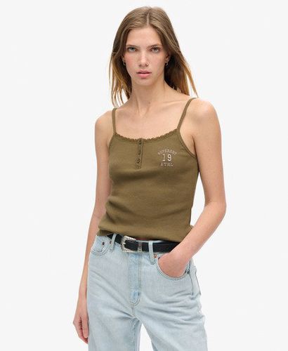 Women's Athletic Essentials Graphic Button Cami Green / Beech Dark Green - Size: 14-16 - Superdry - Modalova