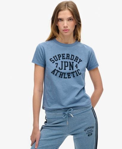 Women's Athletic Essentials Graphic Fitted T-Shirt Blue / Wedgewood Blue Slub - Size: 12 - Superdry - Modalova