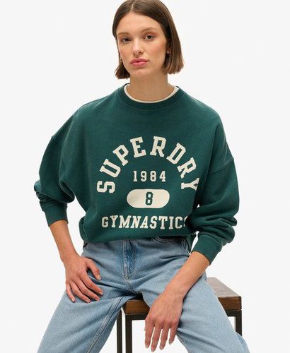 Women's Athletic Essentials Oversized Printed Sweatshirt Green / Dark Pine Green - Size: 12 - Superdry - Modalova