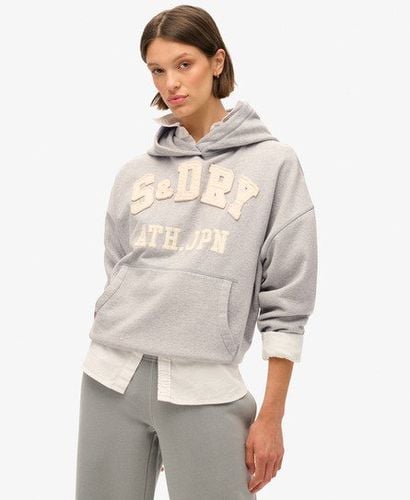 Women's Athletic Essentials Applique Oversized Hoodie Grey / Grey Marl - Size: 10 - Superdry - Modalova