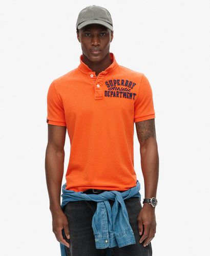 Men's Embroidered Vintage Athletic Relaxed Fit Polo Shirt, Orange, Size: L - Superdry - Modalova