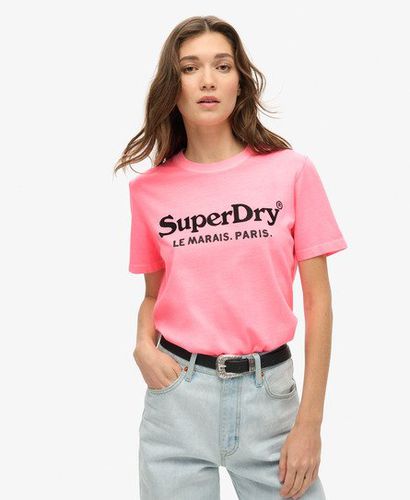 Women's Embellished Metallic Venue Crew Neck Relaxed Tee, Pink, Size: 8 - Superdry - Modalova