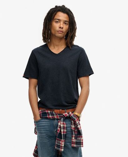 Men's Raw Edge Slub V-neck T-shirt Navy / Eclipse Navy - Size: Xxl - Superdry - Modalova