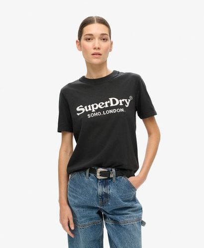 Women's Embellished Metallic Venue Crew Neck Relaxed Tee, Black, Size: 14 - Superdry - Modalova