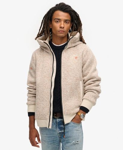 Men's Hooded Bonded Knit Bomber Jacket Grey / Off Grey - Size: L - Superdry - Modalova