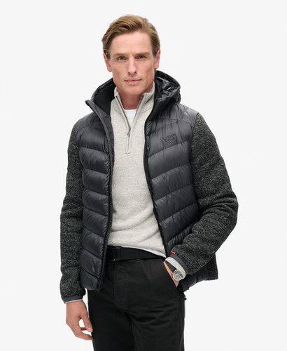 Men's Hooded Knit Storm Hybrid Jacket Dark Grey / Dark Charcoal Marl - Size: M - Superdry - Modalova