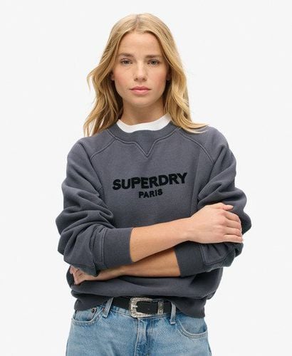 Women's Sport Luxe Panelled Loose Crew Sweatshirt Dark Grey / Ebony - Size: 12 - Superdry - Modalova