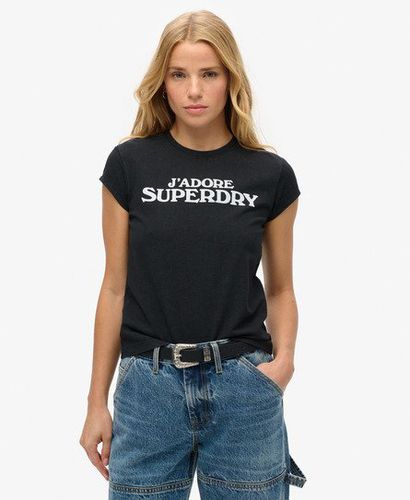 Women's Sport Luxe Graphic Cap Sleeved T-Shirt Black - Size: 14 - Superdry - Modalova