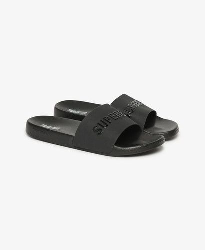 Men's Vegan Logo Pool Sliders Black / Black/black - Size: 10-11 - Superdry - Modalova