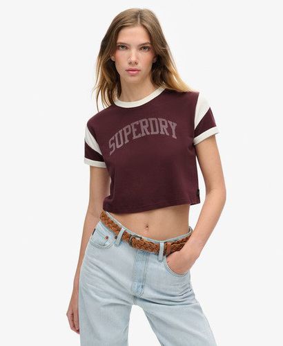 Women's Athletic Essentials Graphic Ringer T-Shirt Purple / Port Red - Size: 10 - Superdry - Modalova