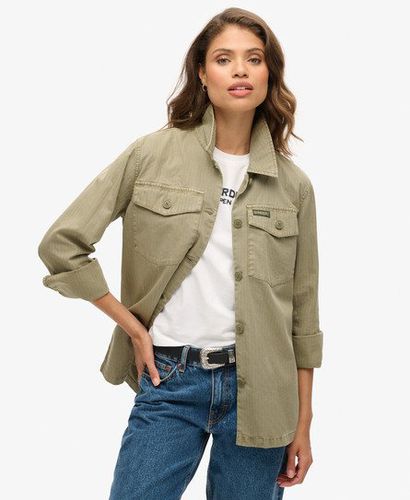 Ladies Classic Herringbone Military Overshirt, Green, Size: 10 - Superdry - Modalova