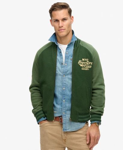 Men's College Graphic Jersey Bomber Jacket Green / Forest Green - Size: XL - Superdry - Modalova